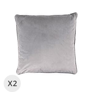 Set de 2 coussins en velours gris 45 x 45 cm