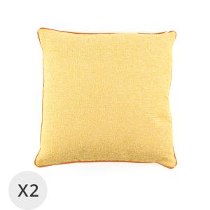 Set de 2 coussins en velours jaune texture 45 x 45 cm