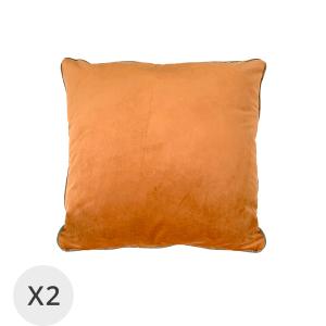 Set de 2 coussins en velours orange 45 x 45 cm