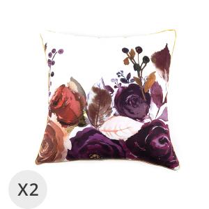 Set de 2 coussins fleurs 45 x 45 cm