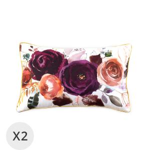 Set de 2 coussins fleurs allongé 30 x 50 cm