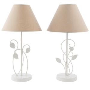 Set de 2 lampes à poser en métal blanc et abat-jours beige…