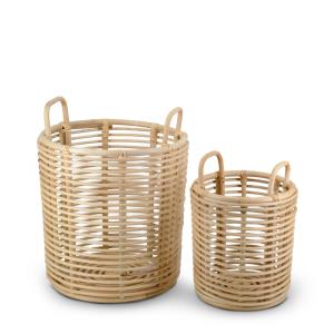 Set de 2 paniers en rotin beige Ø 40 cm