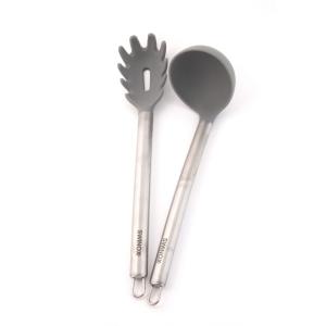 Set de 2 pièces pâtes en acier et silicone gris