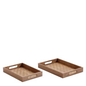 Set de 2 plateaux décoratifs rectangulaires marron L40