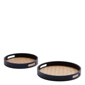 Set de 2 plateaux décoratifs ronds noir D36