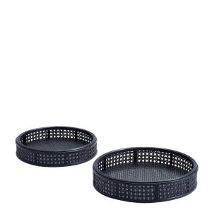 Set de 2 plateaux décoratifs ronds noirs L16