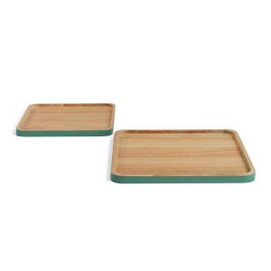 Set de 2 plateaux en bois beige