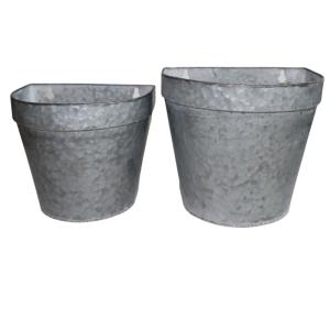 Set de 2 porte plantes murales en métal gris L.21 24 cm