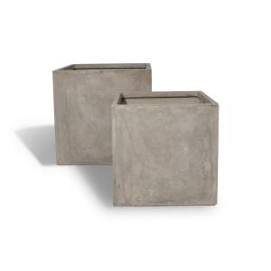 Set de 2 pots carrés en terre d'argile h40/50cm
