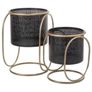 Set de 2 pots de fleurs en métal noir