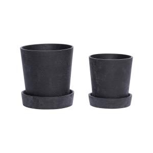 Set de 2 Pots en polyrésine et poudre de pierre noir