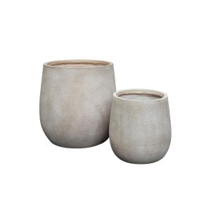 Set de 2 pots rond en terre d'argile