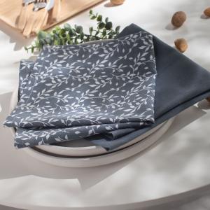 Set de 2 serviettes de table en Polyester Bleu gris 40x40 cm