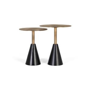 Set de 2 tables avec piètement en métal et plateau en alumi…