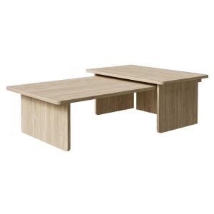 Set de 2 tables basses aspect bois clair 140x90 / 90x55 cm