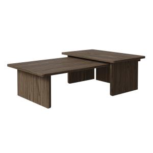 Set de 2 tables basses aspect noyer 140x90 / 90x55 cm