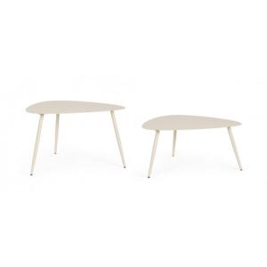 Set de 2 tables basses en acier beige