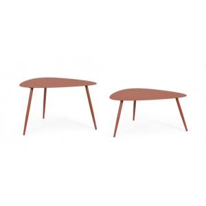 Set de 2 tables basses en acier terracotta