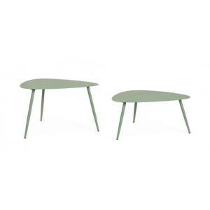 Set de 2 tables basses en acier vert