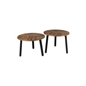 Set de 2 tables basses en bois marron