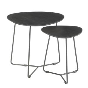 Set de 2 Tables basses gigognes en Manguier teinté noir et…