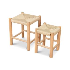 Set de 2 tabourets bois naturel 32 x 32