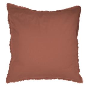 Set de 2 taies d'oreiller unies à franges Terre cuite 65x65…