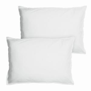 Set de 2 taies d'oreiller unies à volant Blanc 50x70cm