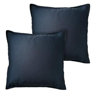 Set de 2 taies d'oreiller unies à volant Bleu nuit 65x65cm