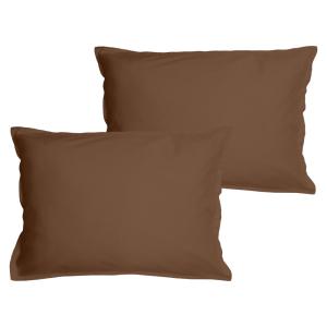 Set de 2 taies d'oreiller unies à volant Chocolat 50x70cm