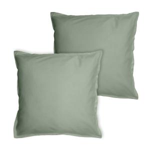 Set de 2 taies d'oreiller unies à volant Lichen 65x65cm