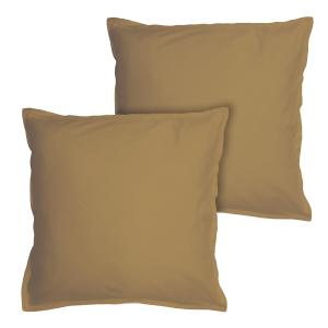 Set de 2 taies d’oreiller unies à volant Miel 65x65cm