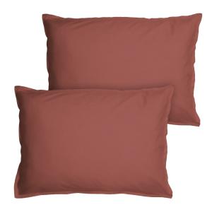Set de 2 taies d'oreiller unies à volant Terre cuite 50x70c…