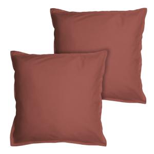 Set de 2 taies d'oreiller unies à volant Terre cuite 65x65c…