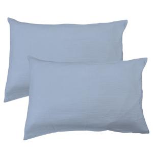 Set de 2 taies d'oreiller unies en coton Bleu horizon 50x70…