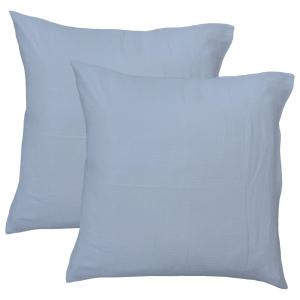Set de 2 taies d'oreiller unies en coton Bleu horizon 65x65…