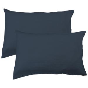 Set de 2 taies d’oreiller unies en coton Bleu Paon 50x70cm