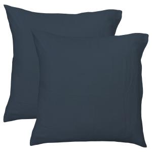 Set de 2 taies d’oreiller unies en coton Bleu Paon 65x65cm