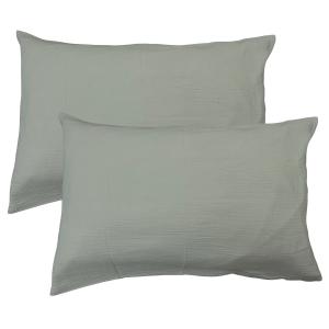 Set de 2 taies d’oreiller unies en coton Lichen 50x70cm