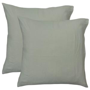 Set de 2 taies d’oreiller unies en coton Lichen 65x65cm