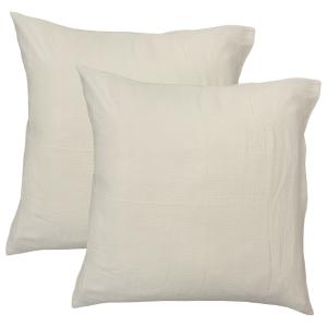 Set de 2 taies d’oreiller unies en coton Naturel 65x65cm