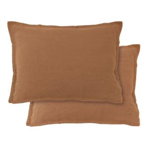 Set de 2 taies d’oreiller unies en lin finition volant Ecor…