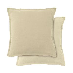 Set de 2 taies d’oreiller unies  en lin finition volant Ivo…