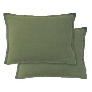 Set de 2 taies d’oreiller unies en lin Sauge 50x70cm