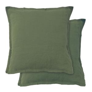 Set de 2 taies d’oreiller unies en lin Sauge 65x65cm