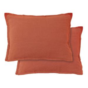 Set de 2 taies d’oreiller unies en lin Sienne 50x70cm