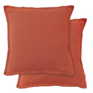 Set de 2 taies d’oreiller unies en lin Sienne 65x65cm