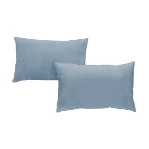 Set de 2 taies d'oreillers coton bleu gris 50x70 cm