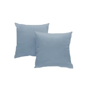 Set de 2 taies d'oreillers coton bleu gris 65x65 cm